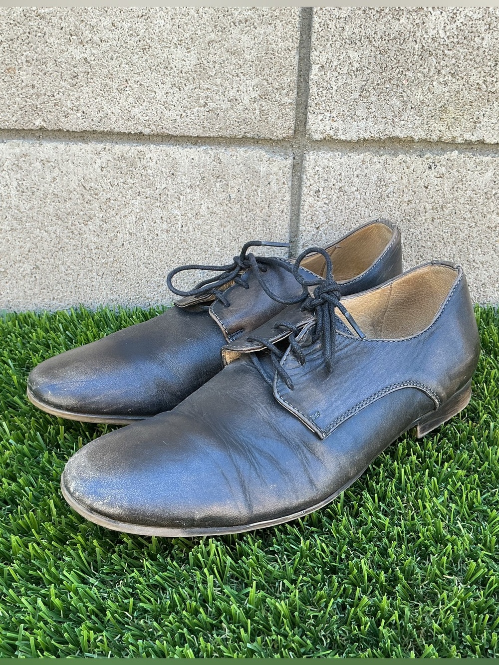 BED|STU Black Leather Derby Shoes